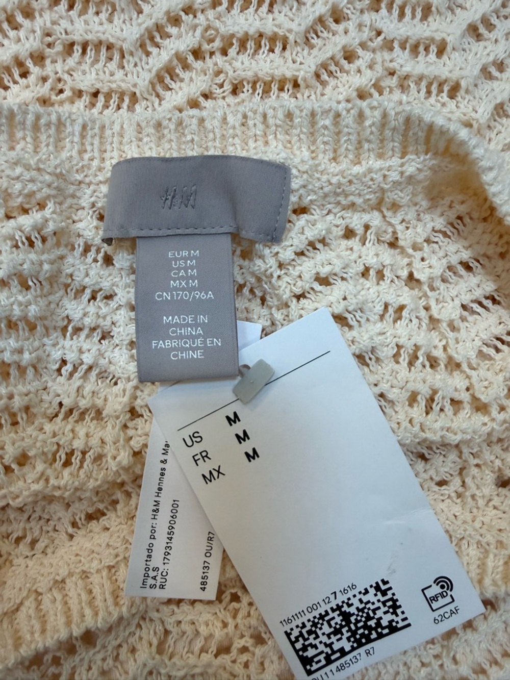 H&M Cream Open-Weave Knit Tank Maxi Dress Size Medium - Picture 6 of 8